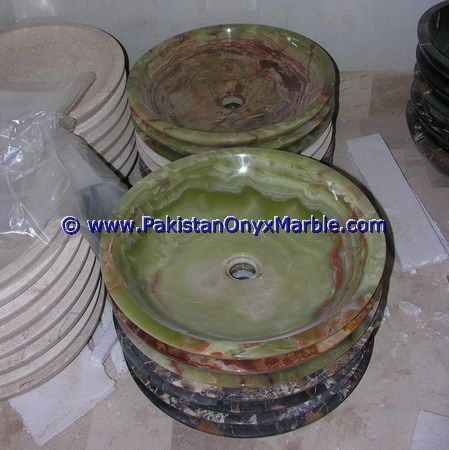 Dark Green Onyx round Bowl Vessels Sinks Basins-10