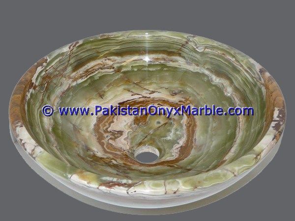 Dark Green Onyx round Bowl Vessels Sinks Basins-11
