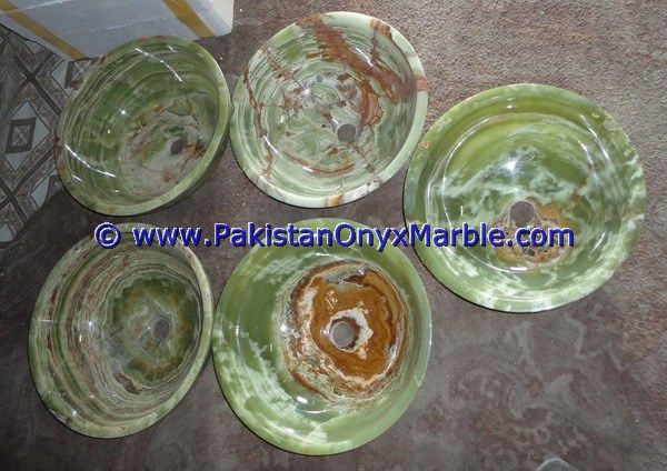 Dark Green Onyx round Bowl Vessels Sinks Basins-12