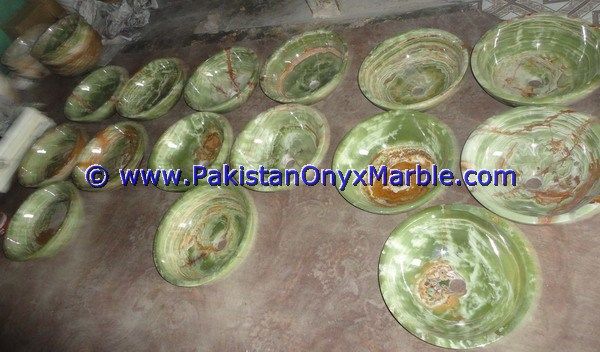 Dark Green Onyx round Bowl Vessels Sinks Basins-15