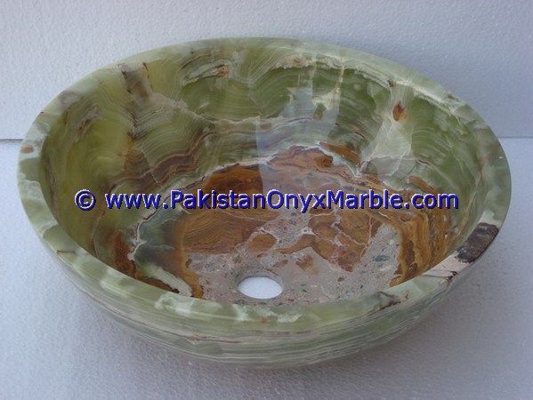 Dark Green Onyx round Bowl Vessels Sinks Basins-16