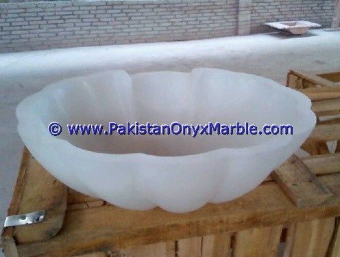White Onyx Flower Shaped Sinks Basins-02