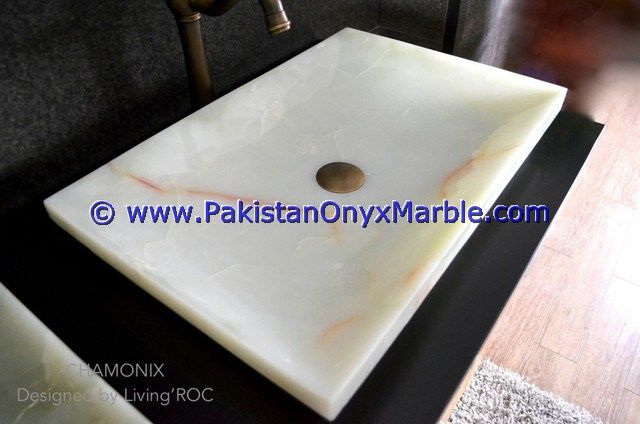 White Onyx Rectangle Shaped Sinks Basins-23