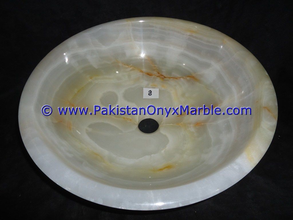 White Onyx Round Bowl Sinks Basins-09