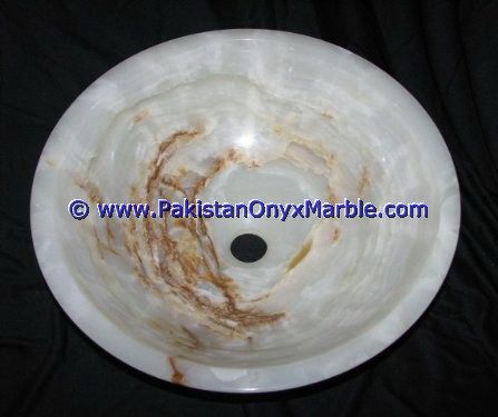 White Onyx Round Bowl Sinks Basins-24