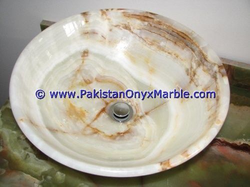White Onyx Round Bowl Sinks Basins-25