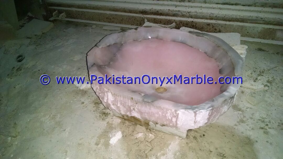 Pink Onyx Rough Face Rectangle Shaped Sinks Basins-01