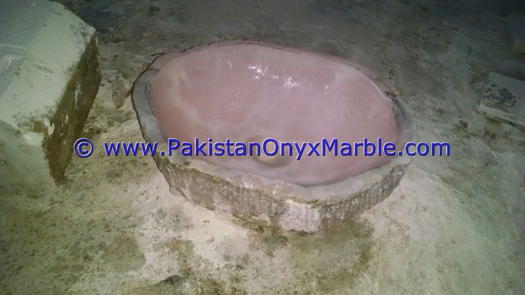 Pink Onyx Rough Face Rectangle Shaped Sinks Basins-02