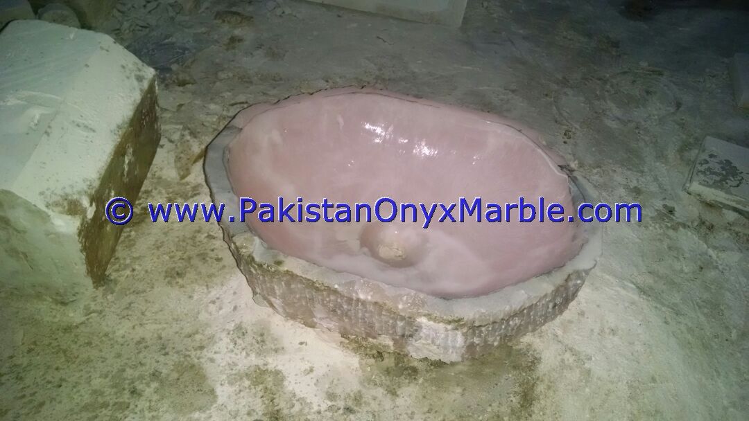 Pink Onyx Rough Face Rectangle Shaped Sinks Basins-03