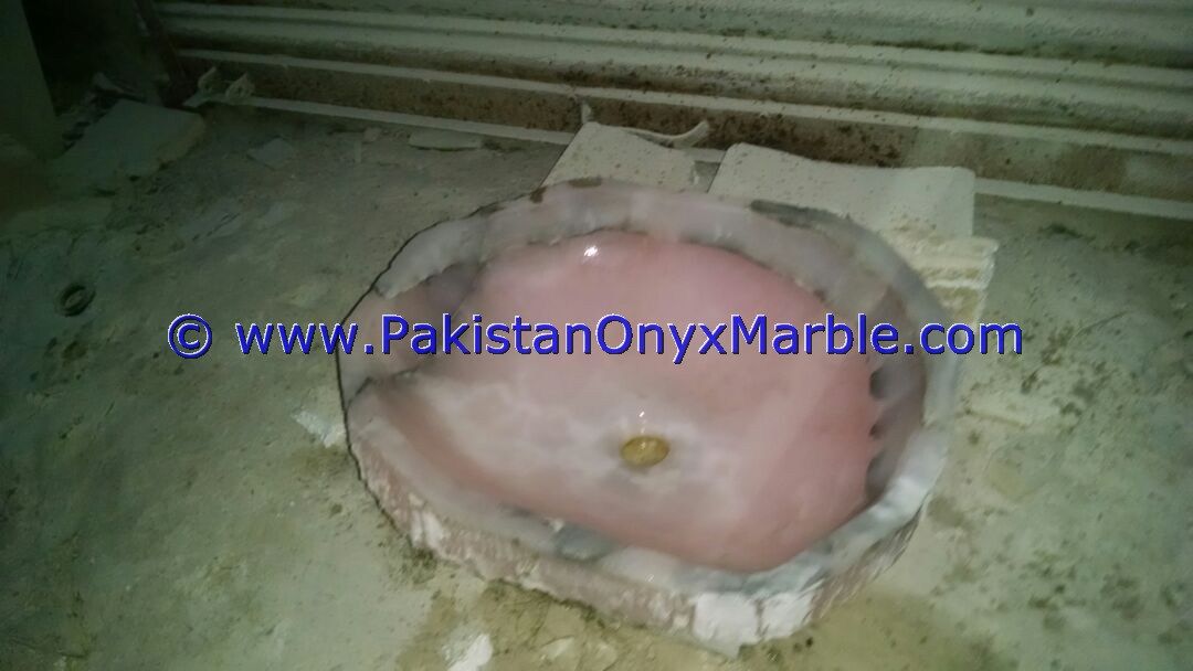 Pink Onyx Rough Face Rectangle Shaped Sinks Basins-04