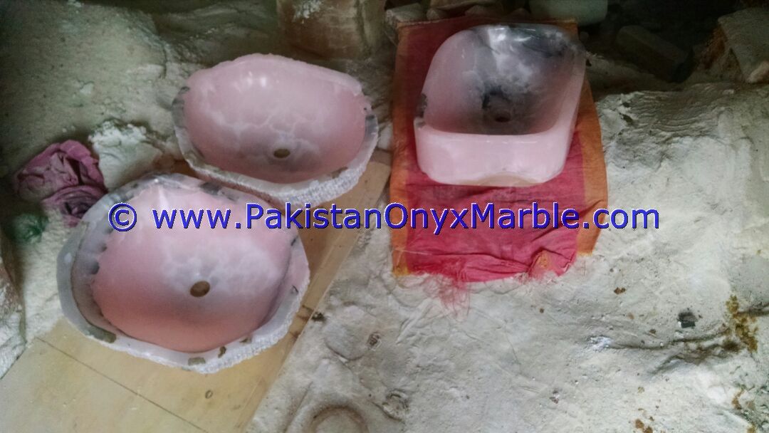 Pink Onyx Rough Face Rectangle Shaped Sinks Basins-07