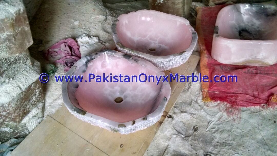 Pink Onyx Rough Face Rectangle Shaped Sinks Basins-08
