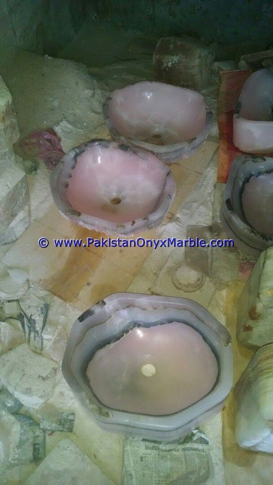 Pink Onyx Round Bowl Sinks Basins-11