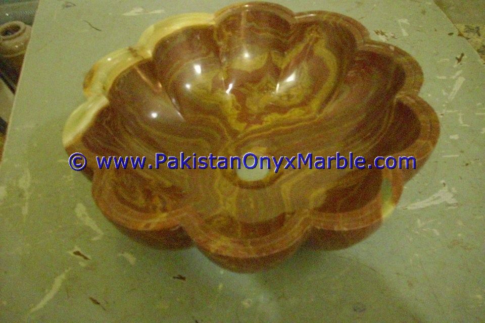 Brown Golden Onyx Flower Shaped Sinks Basins-01