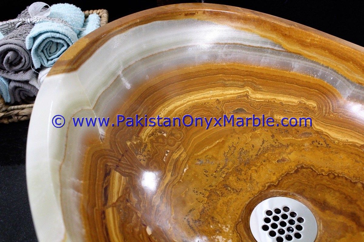 multi brown Onyx Oval Shaped Sinks Basins-11