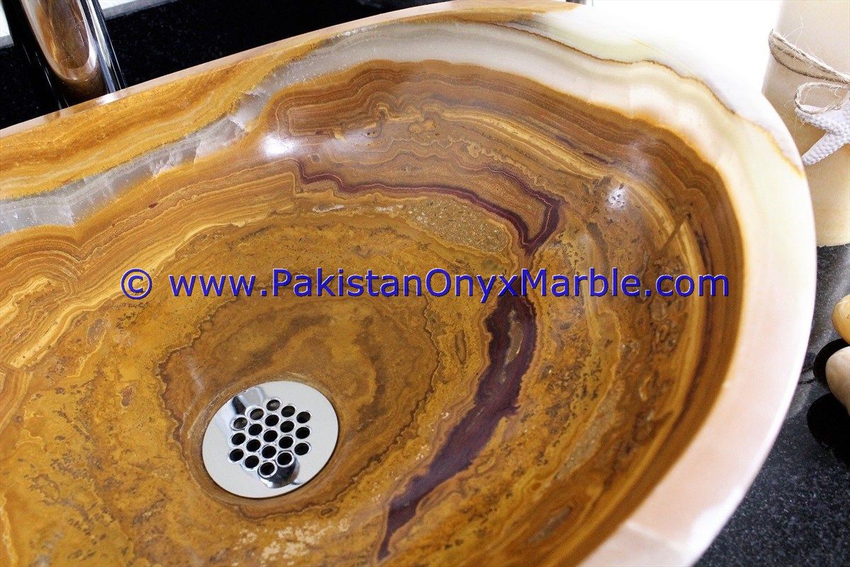 multi brown Onyx Oval Shaped Sinks Basins-12