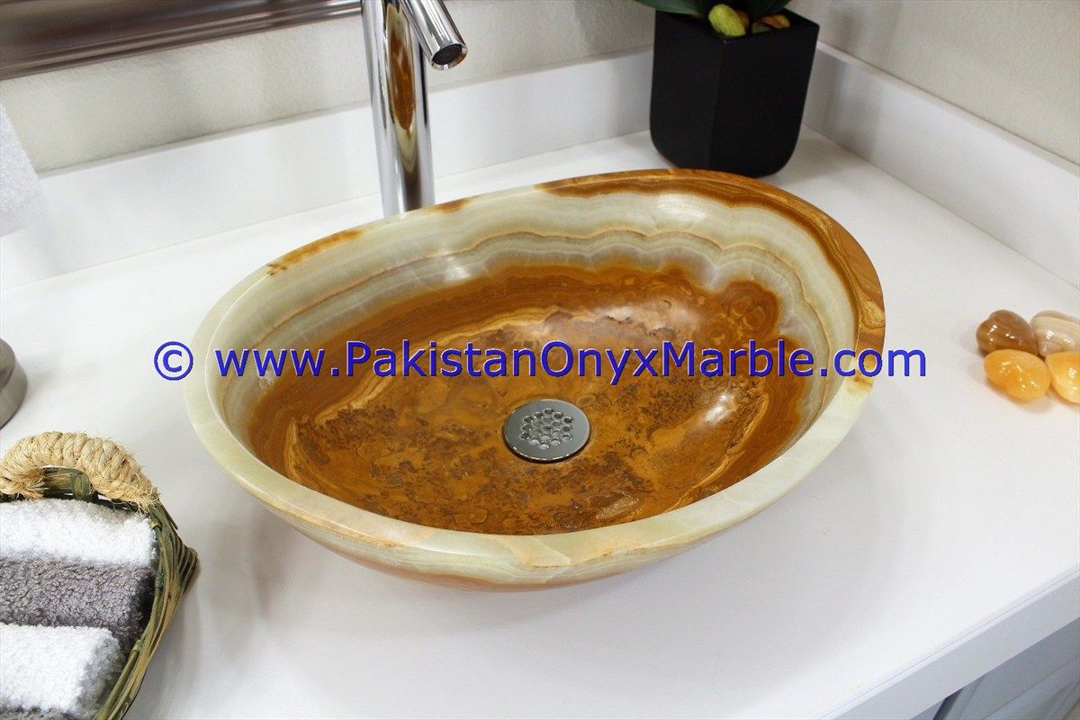 multi brown Onyx Oval Shaped Sinks Basins-13