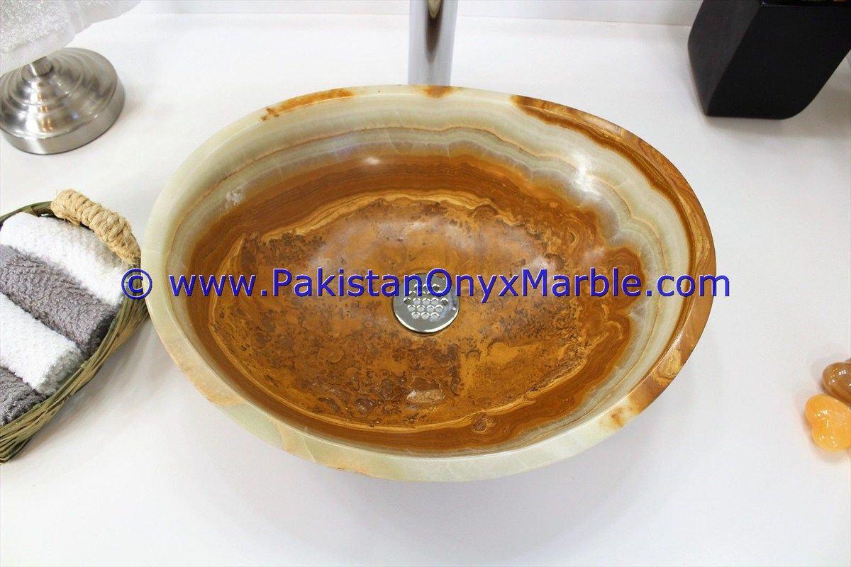 multi brown Onyx Oval Shaped Sinks Basins-18