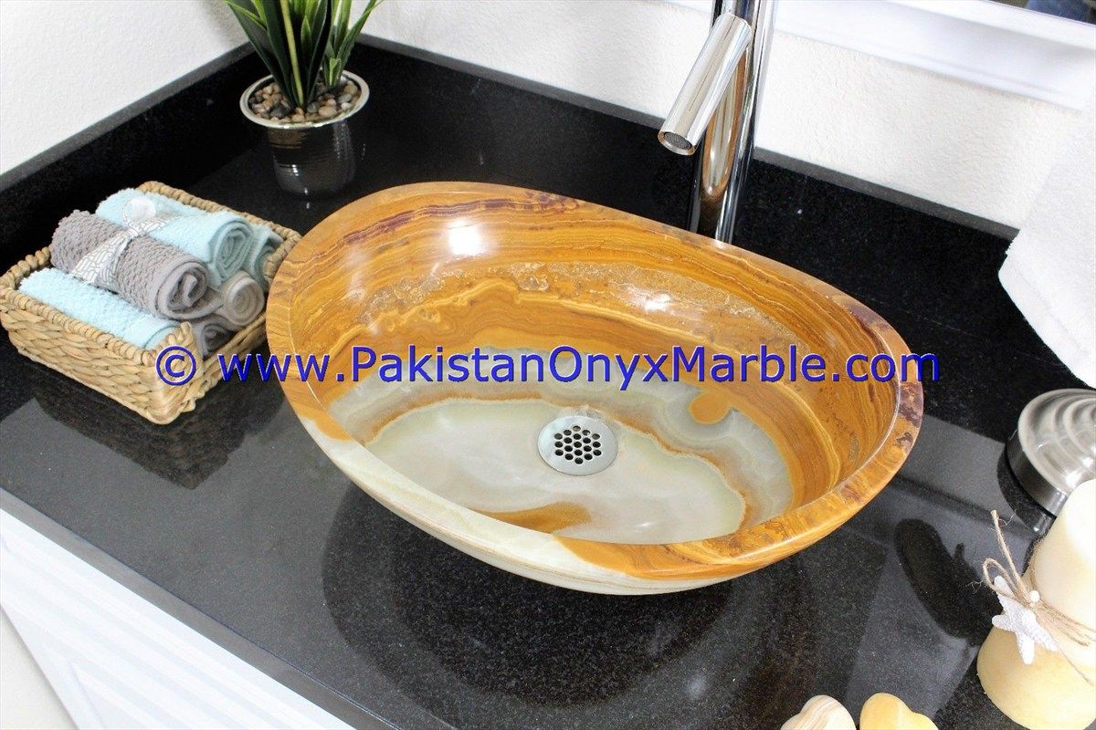 multi brown Onyx Oval Shaped Sinks Basins-20
