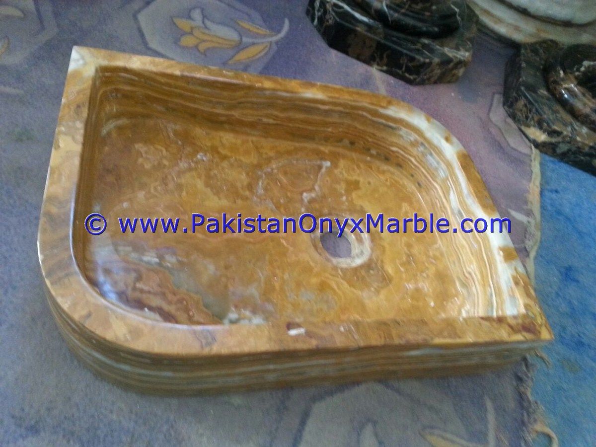 Brown Golden Onyx Rectangle Shaped Sinks Basins-01