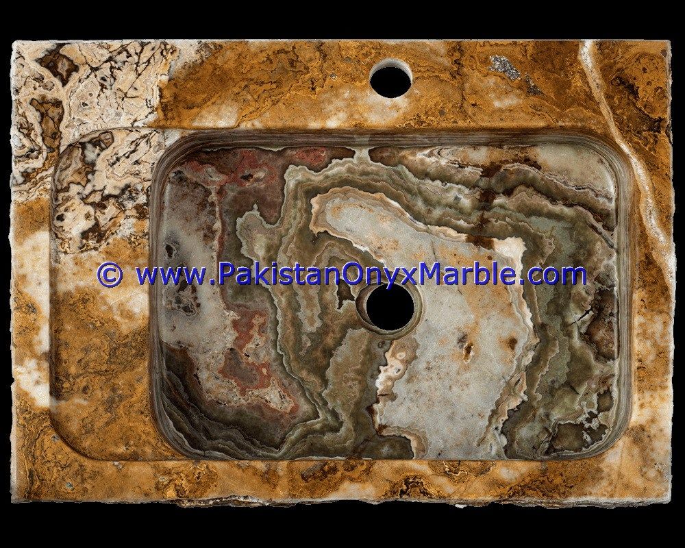 Brown Golden Onyx Rectangle Shaped Sinks Basins-10
