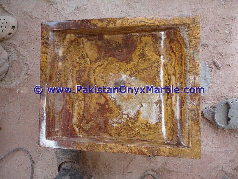 Brown Golden Onyx Rectangle Shaped Sinks Basins-15