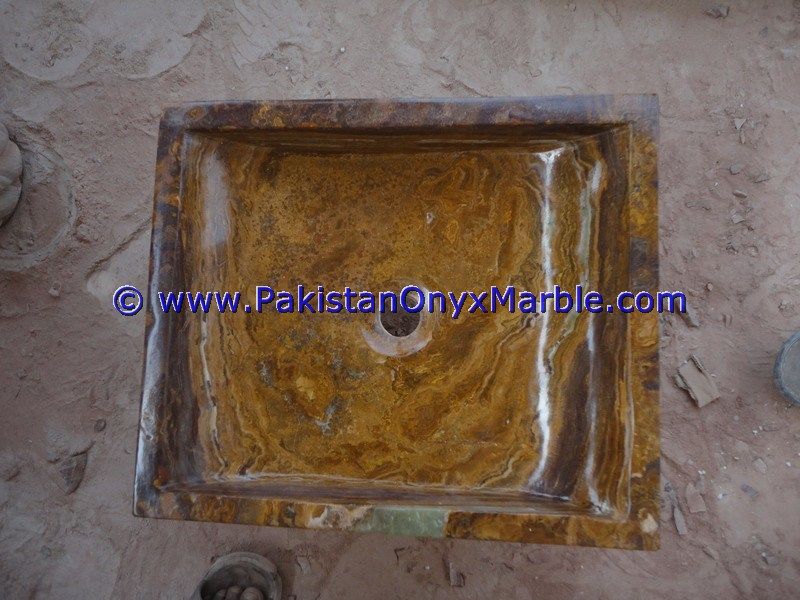 Brown Golden Onyx Rectangle Shaped Sinks Basins-17