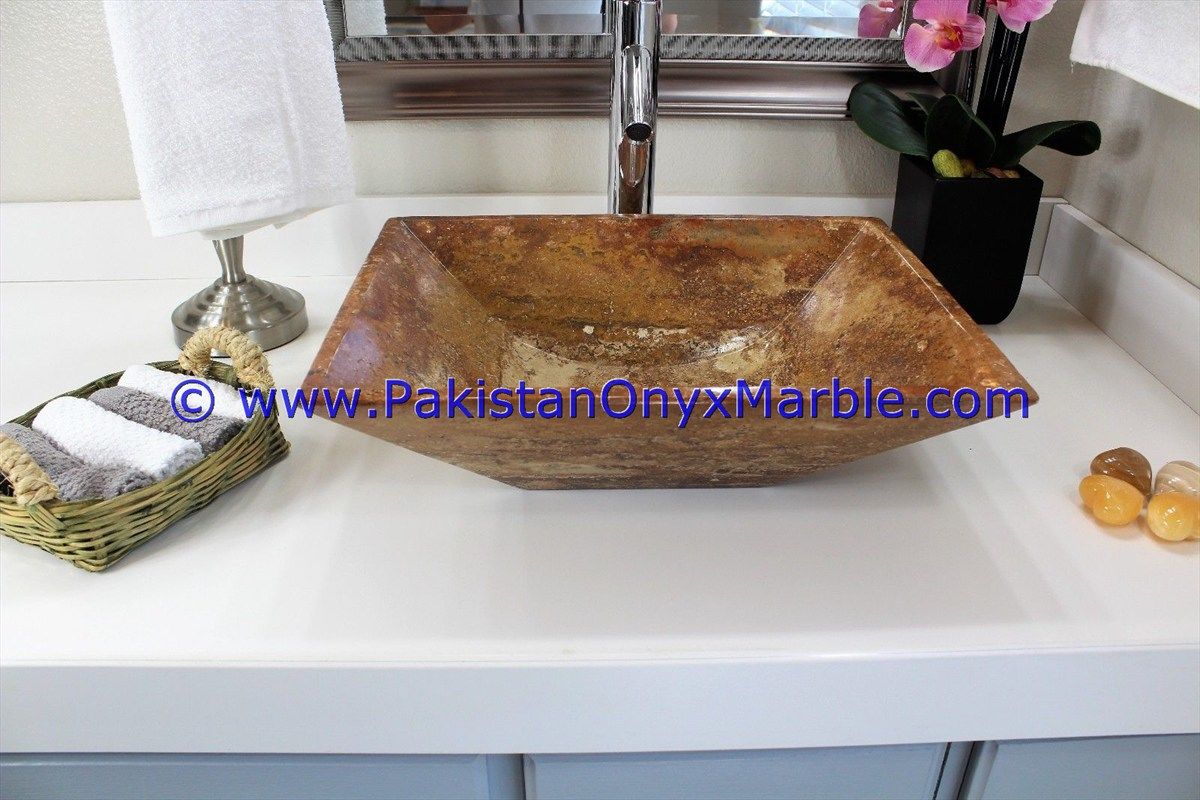 Brown Golden Onyx Rectangle Shaped Sinks Basins-21