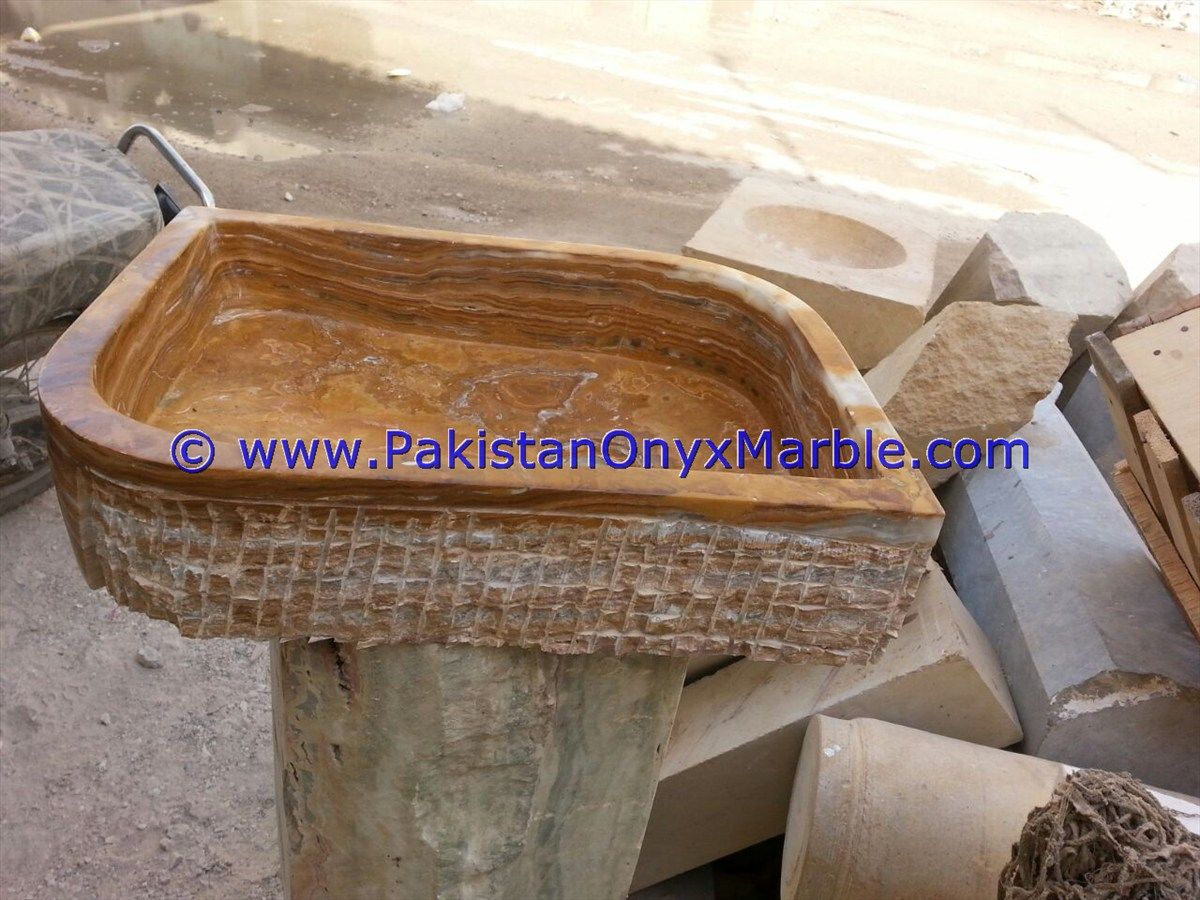 Brown Golden Onyx Rough Face Rectangle Shaped Sinks Basins-01