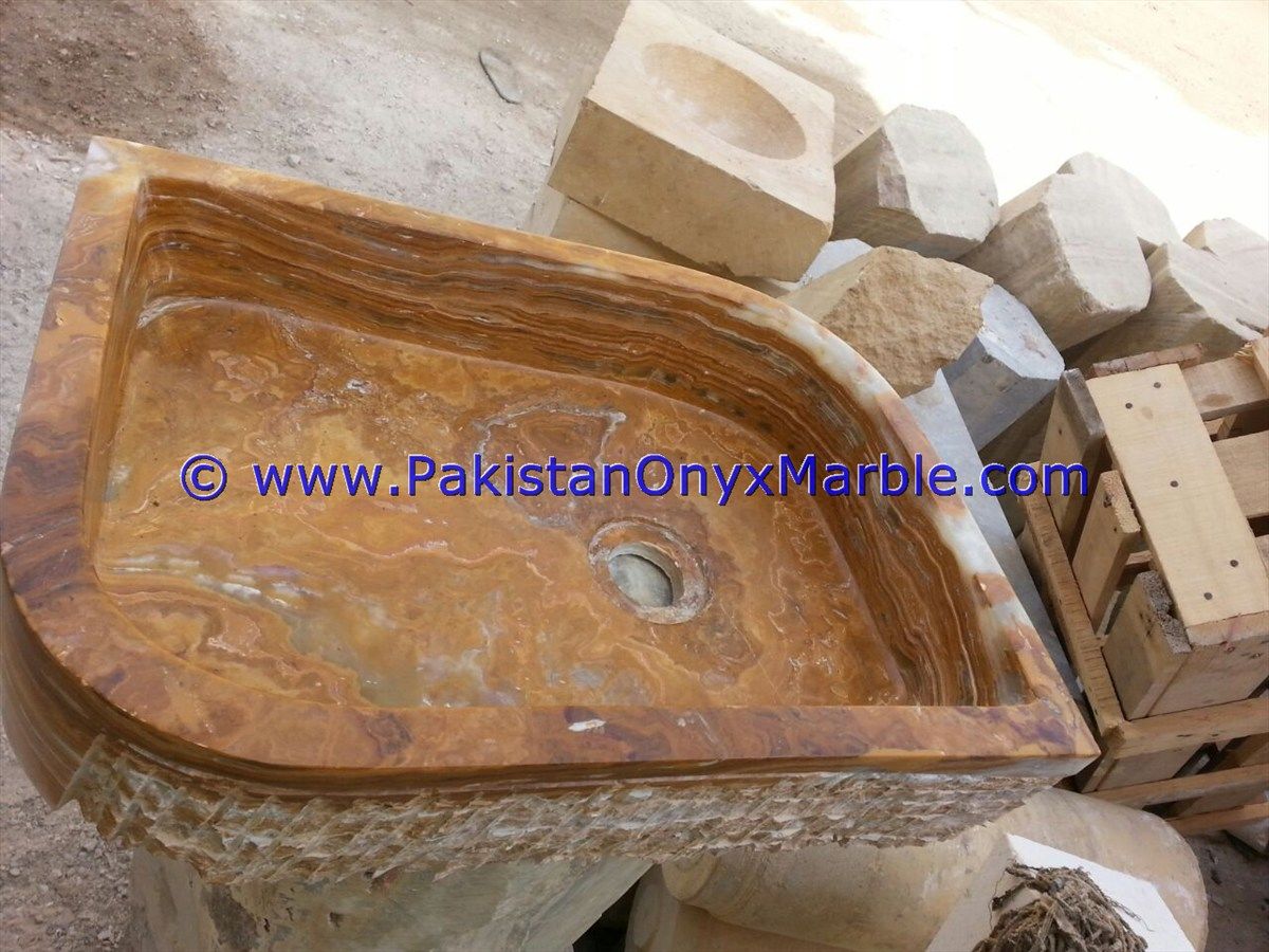 Brown Golden Onyx Rough Face Rectangle Shaped Sinks Basins-02
