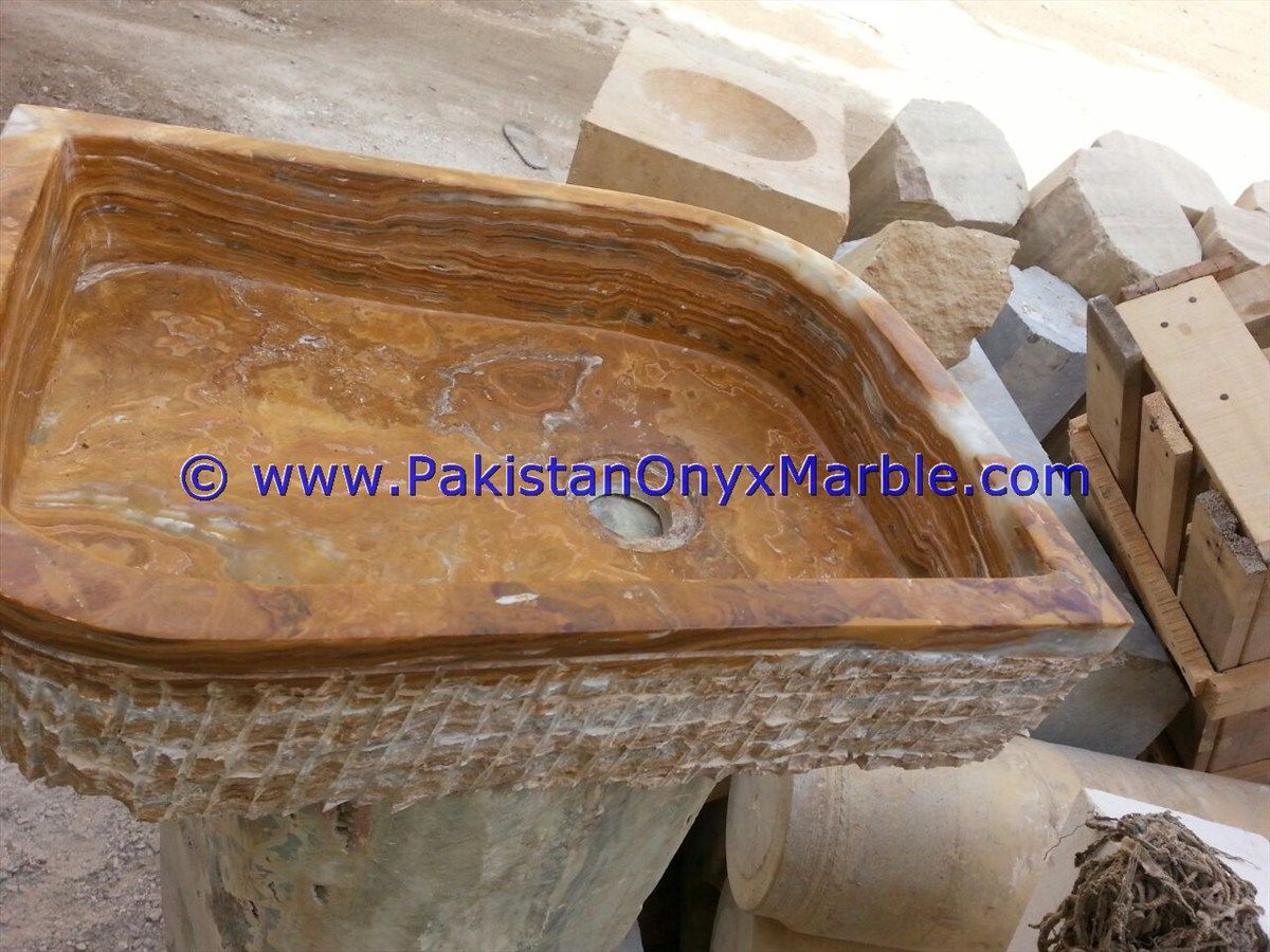 Brown Golden Onyx Rough Face Rectangle Shaped Sinks Basins-03
