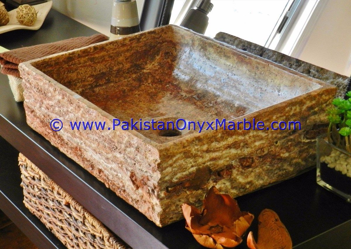 Brown Golden Onyx Rough Face Rectangle Shaped Sinks Basins-07