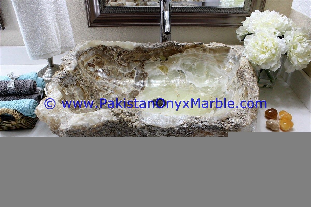 Brown Golden Onyx Rough Face Rectangle Shaped Sinks Basins-14
