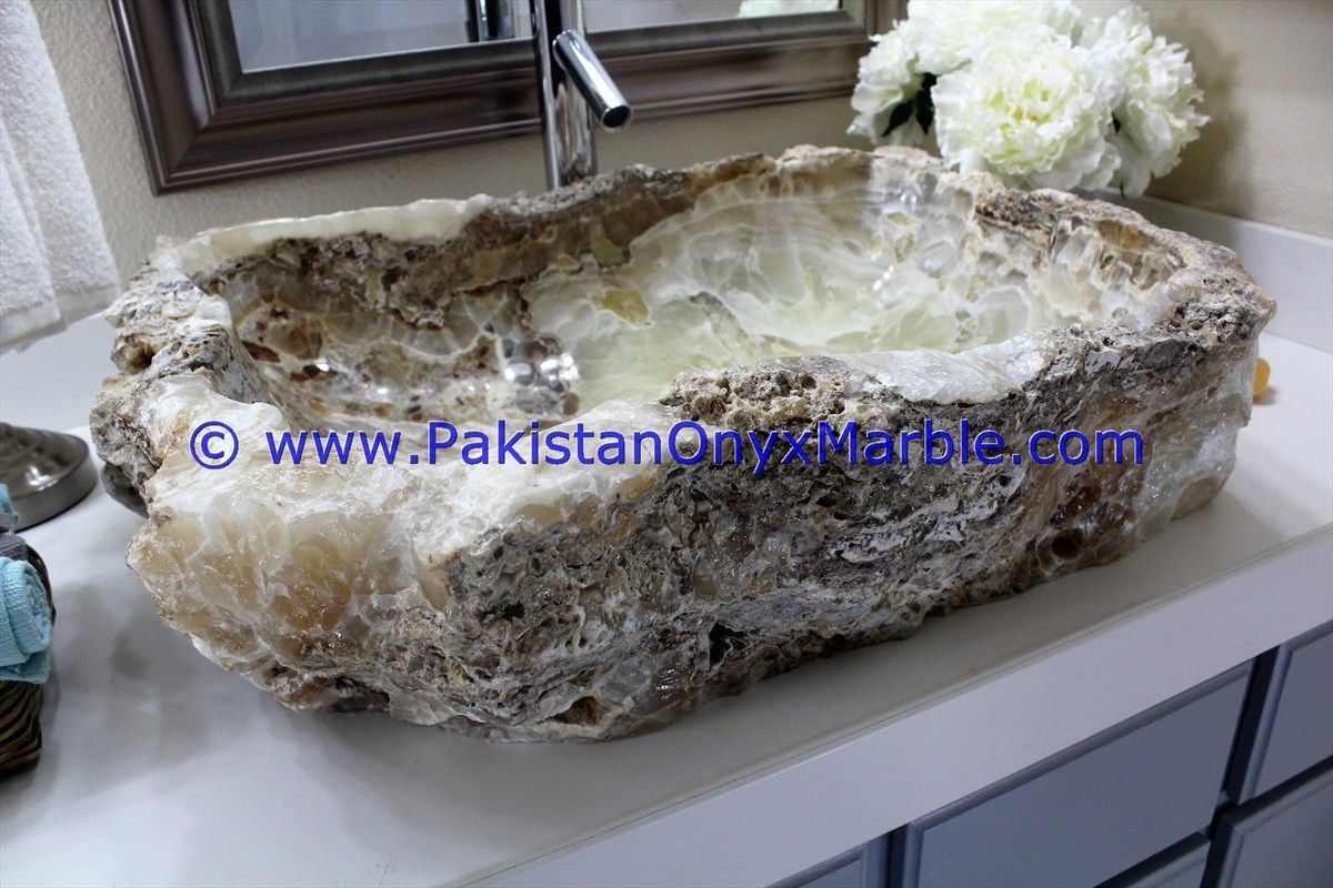 Brown Golden Onyx Rough Face Rectangle Shaped Sinks Basins-17