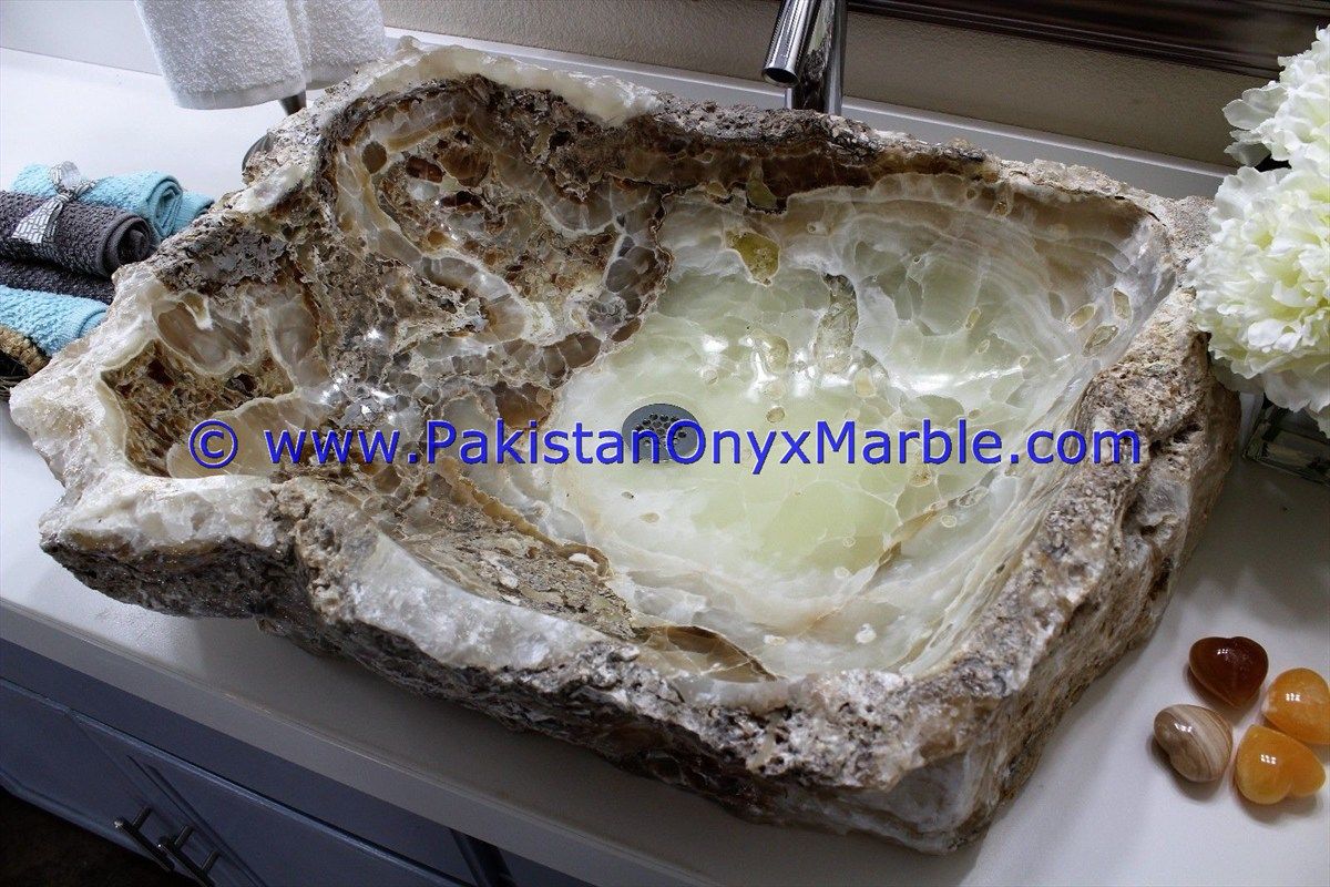 Brown Golden Onyx Rough Face Rectangle Shaped Sinks Basins-18