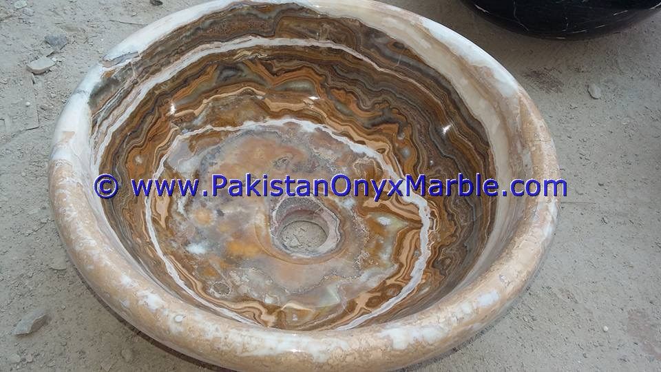Brown Golden Onyx Round Bowl Sinks Basins-01