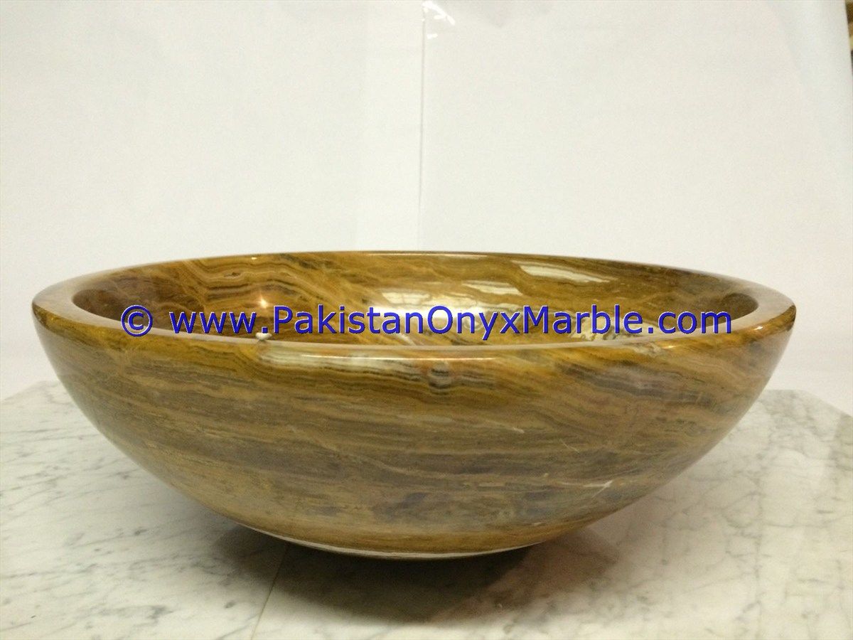 Brown Golden Onyx Round Bowl Sinks Basins-13