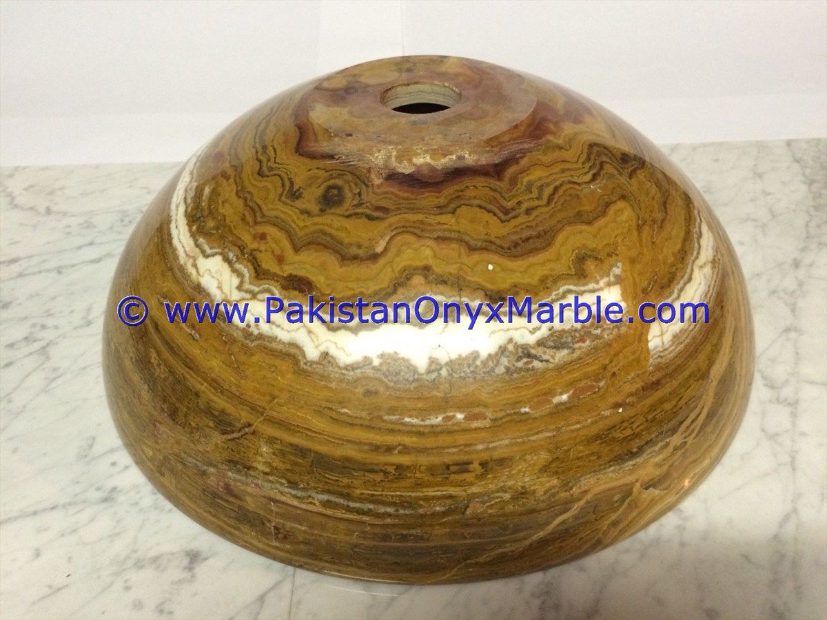 Brown Golden Onyx Round Bowl Sinks Basins-14