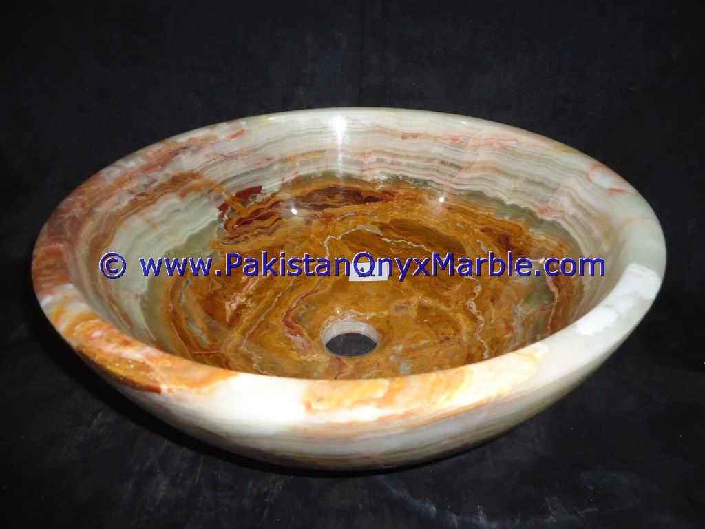 Brown Golden Onyx Round Bowl Sinks Basins-15