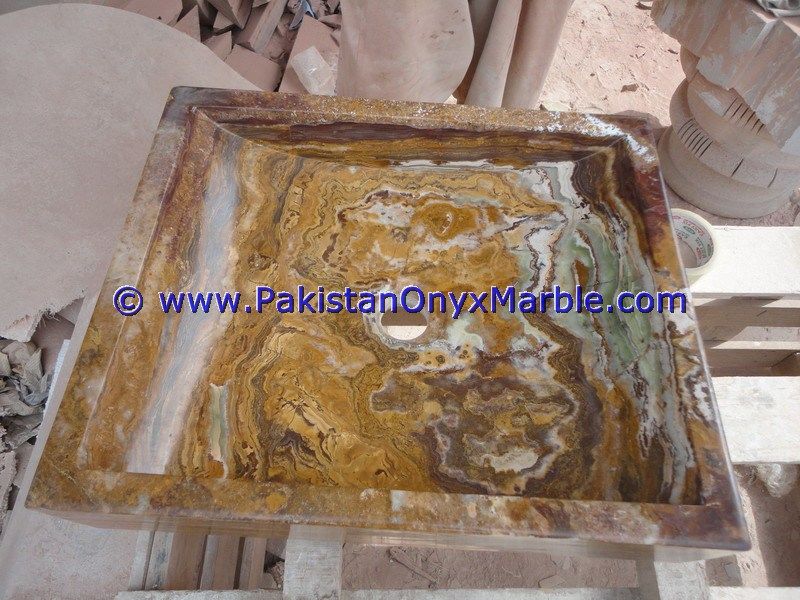 brown golden Onyx Square Sinks Basins-01