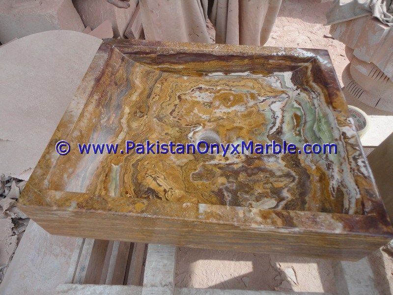 brown golden Onyx Square Sinks Basins-02