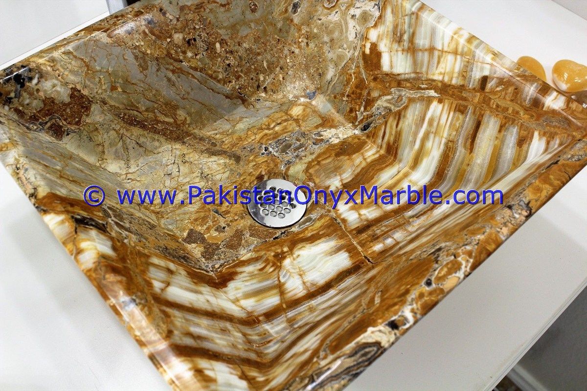 brown golden Onyx Square Sinks Basins-07