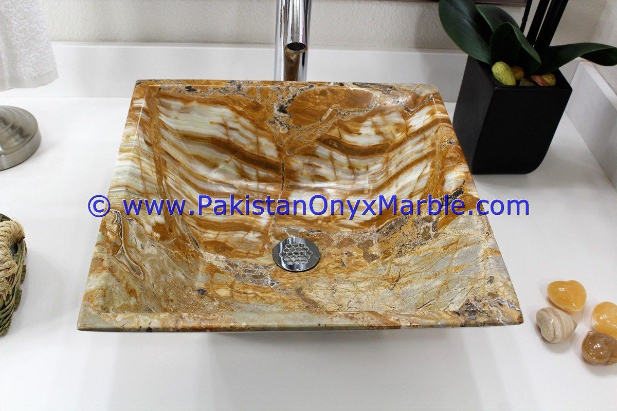 brown golden Onyx Square Sinks Basins-09