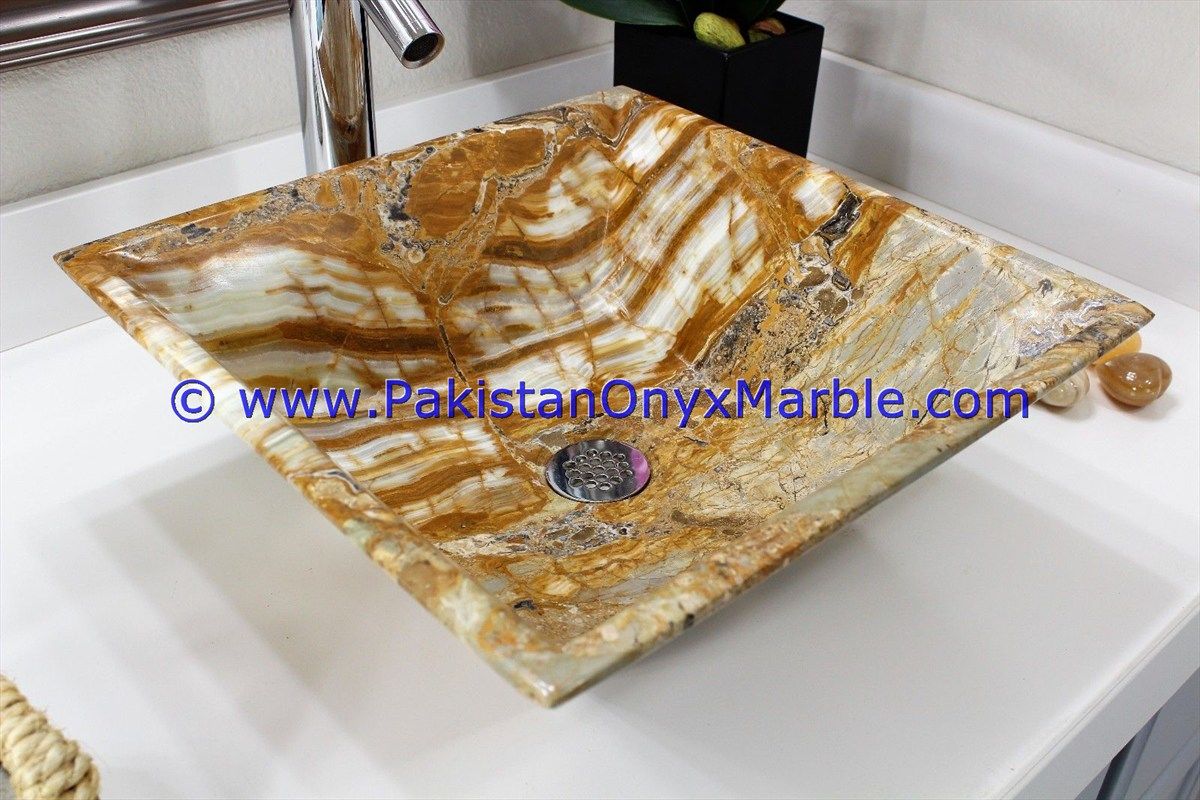 brown golden Onyx Square Sinks Basins-10