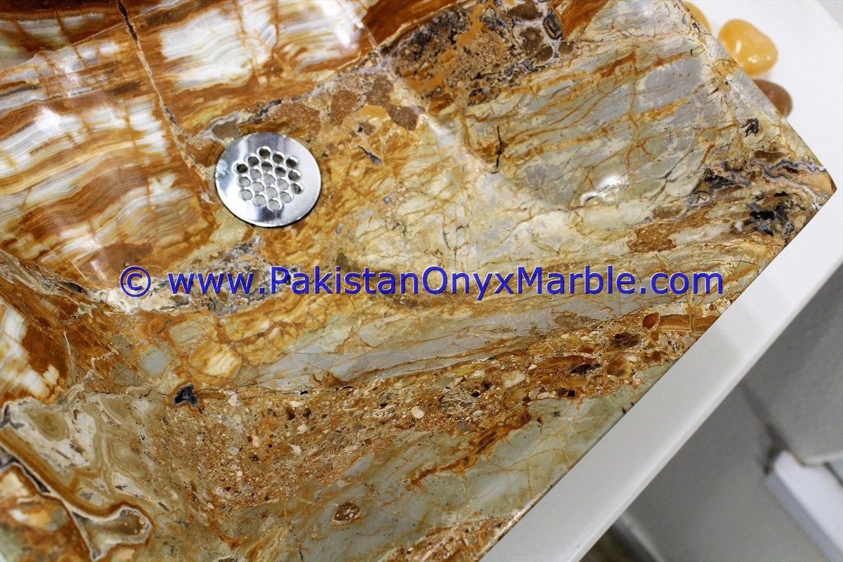brown golden Onyx Square Sinks Basins-12