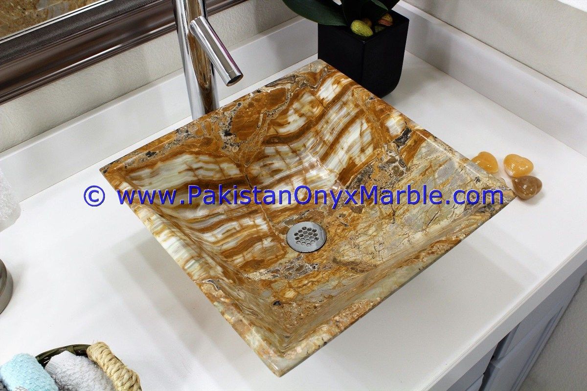 brown golden Onyx Square Sinks Basins-13
