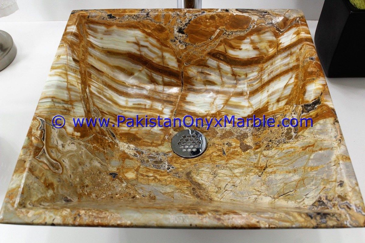 brown golden Onyx Square Sinks Basins-14