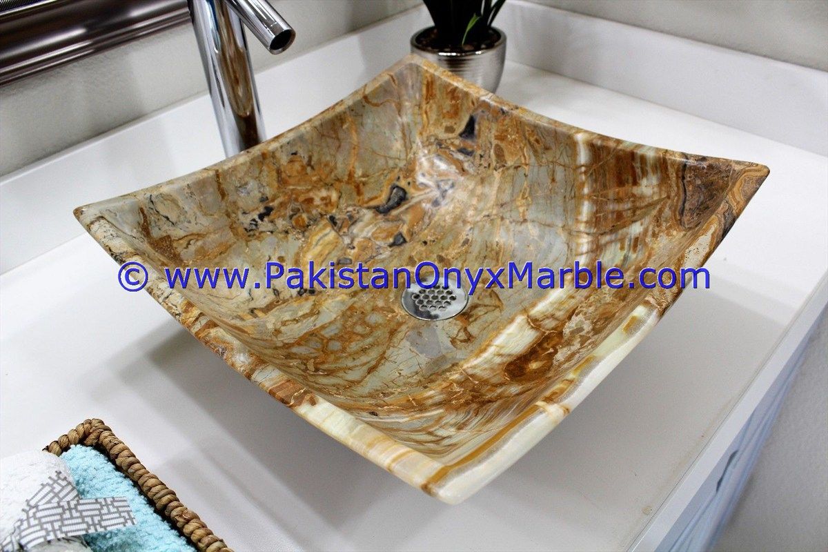 brown golden Onyx Square Sinks Basins-17
