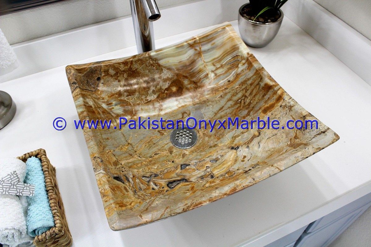 brown golden Onyx Square Sinks Basins-19