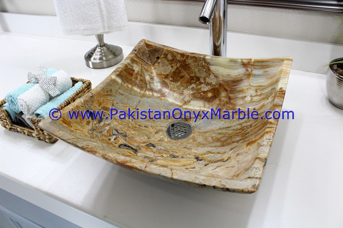 brown golden Onyx Square Sinks Basins-20